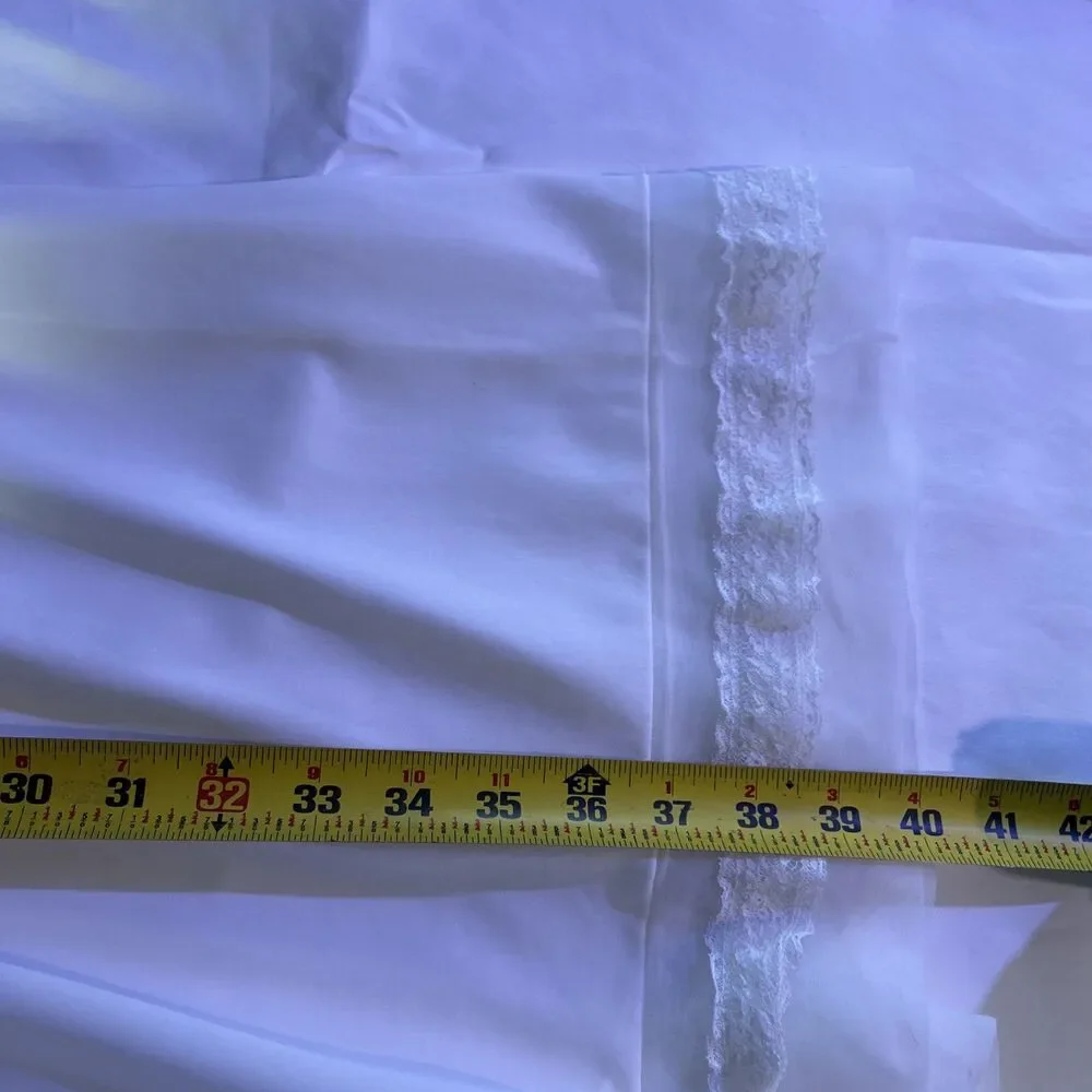 Vintage Luxite by Kayser White Nylon Lace Nightgown Slip Sz 32 Gathered Waist